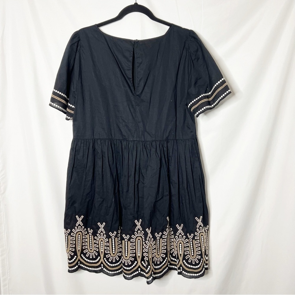 Madewell Black Embroidered Eyelet Puff Sleeve Mini Dress Size Large - Picture 5 of 9